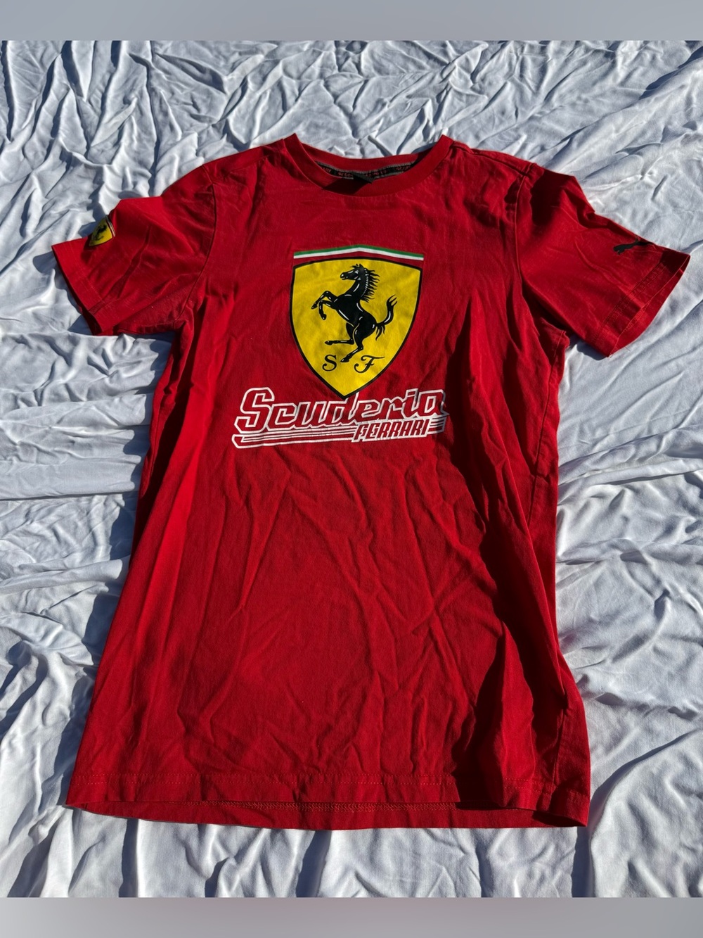 Ferrari Red Tee with Yellow Shield and Black Prancing Horse